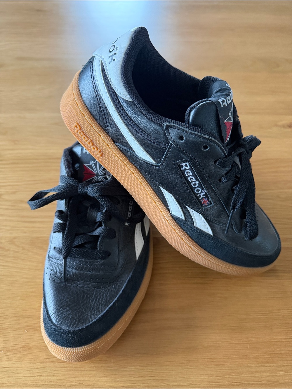 Reebok Men’s Black & Gum Low-Top Sneakers with White Accents